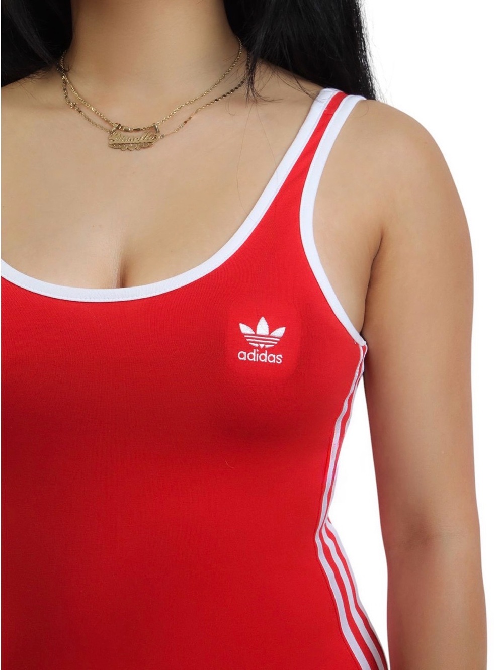 adidas 3 stripe Red Tank mini Dress - Picture 5 of 7